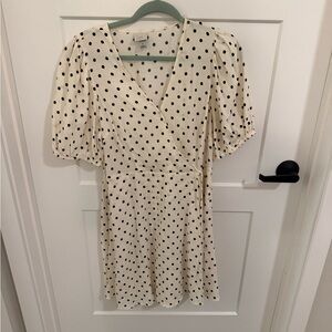 A New Day Black and Cream Polka Dot Midi Dress